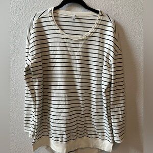 Z SUPPLY Crew Neck Sweatshirt w/ Slit Stripe Cream/Black Size X-Small